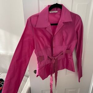 Kay Unger Hot Pink Belted Jacket | Color: Pink | Size: 4
